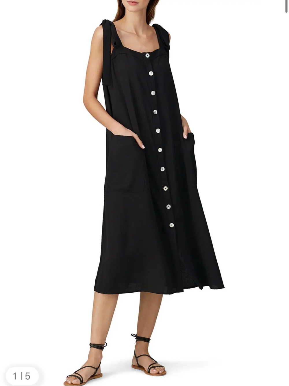 Show Me Your MuMu Black Button-Front Maxi Dress with Tie Straps